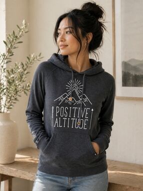 10 Tree | 'Positive Altitude' Charcoal Hoodie, Size XS